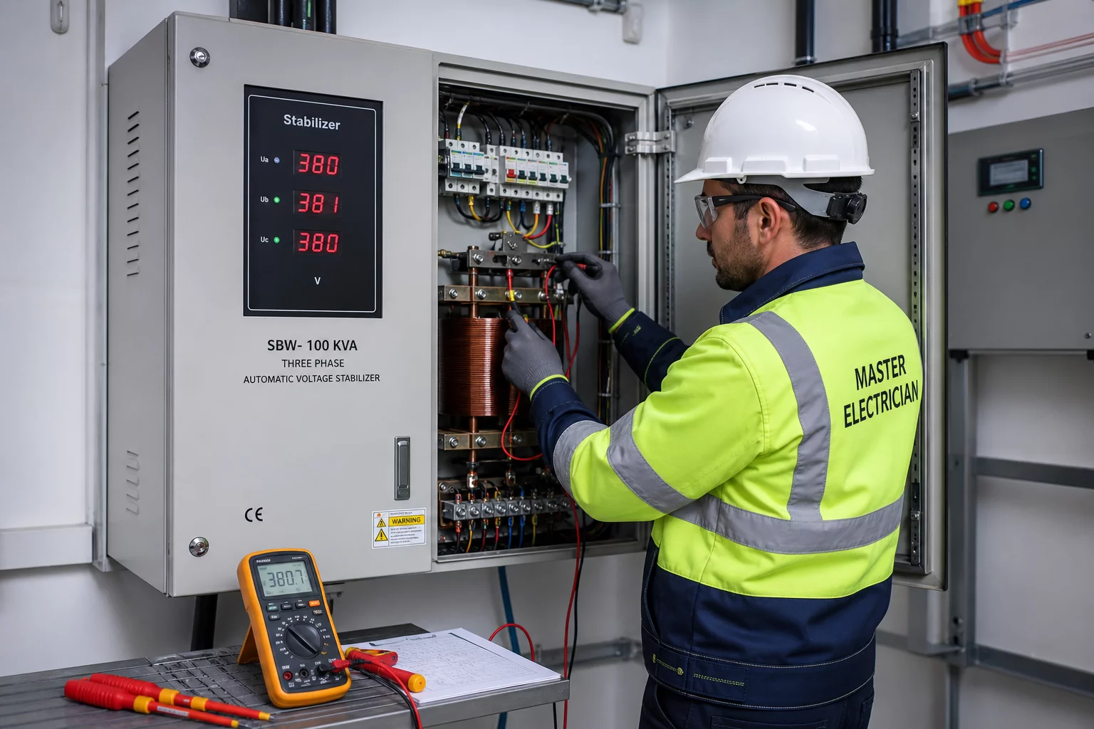 Professional voltage stabilizer installation by certified master electrician